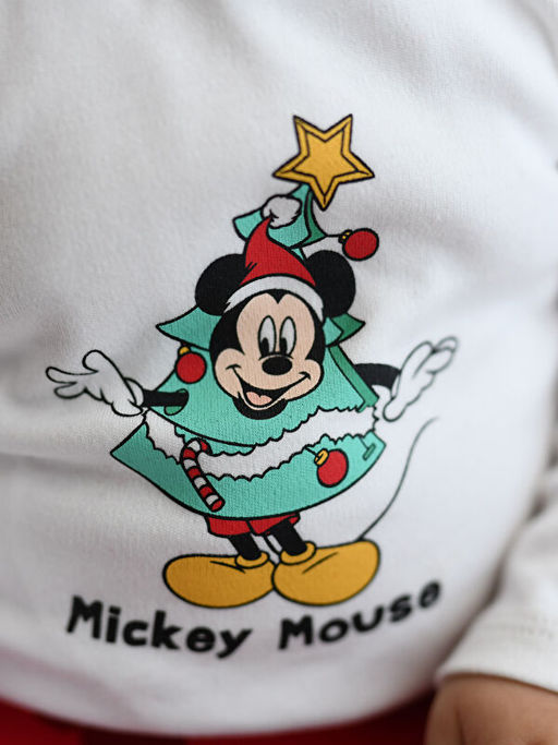 Bisiklet Yaka Uzun Kollu Mickey Mouse Bask?l? Erkek Bebek 3l? Tak?m - Waikiki фото 3