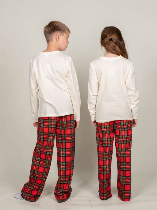 Пижама детская (джемпер+брюки) 9135 молочный/зеленая клетка 650 Be Friends  фото 2