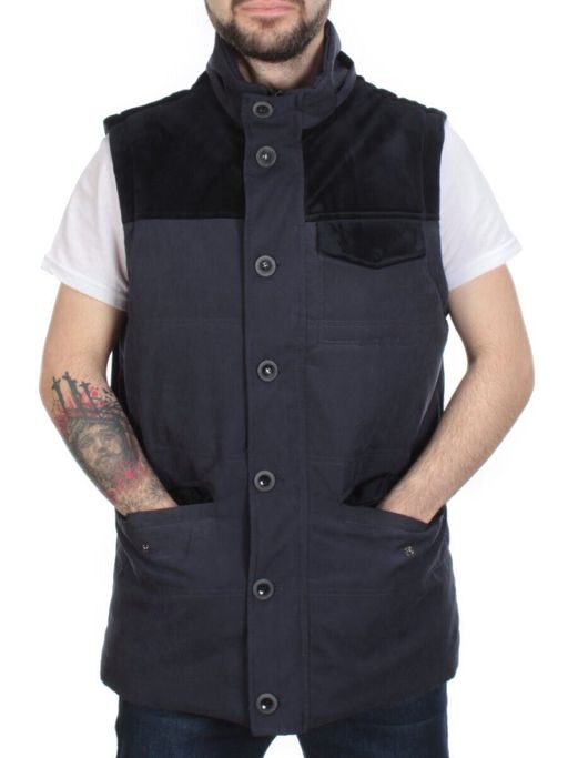 J830111 DEEP BLUE Куртка-жилет мужская зимняя NEW B BEK (100 гр. синтепон и искусственный мех)