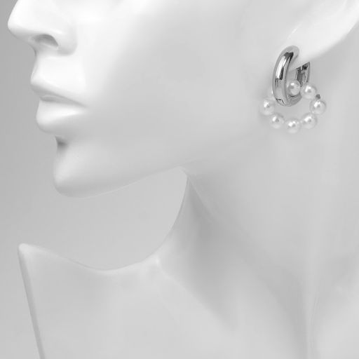 Серьги со съёмным элементом Трансформер цветок, цвет бело-синий в серебре - Qf фото 3