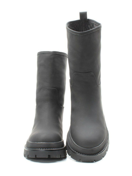 04-C186M BLACK Ботинки зимние женские (натуральная кожа (нубук) натуральный мех) - Фабричный китай фото 14