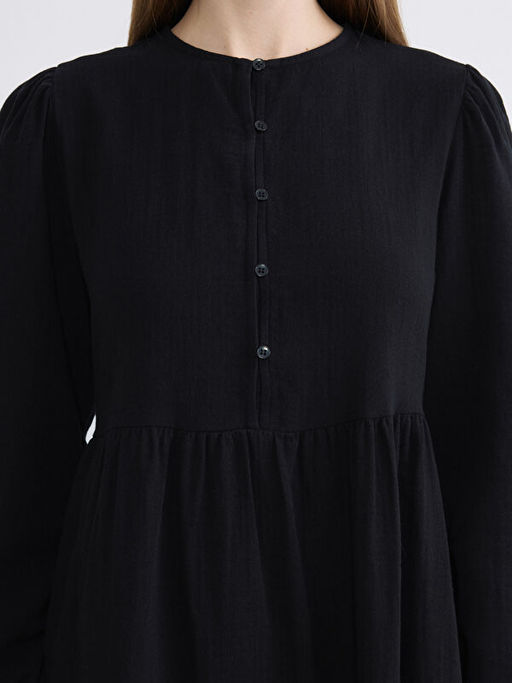 Bisiklet Yaka B?zg?l? M?slin Elbise