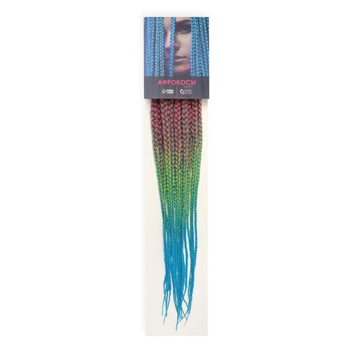 SIM-BRAIDS Афрокосы, 60 см, 18 прядей (CE), цвет зелёный/розовый/голубой(#FR-24) - Queen fair фото 3