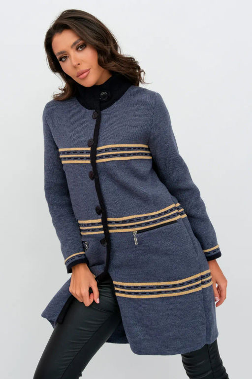 ЗЛАТА Кардиган В 1617/джинсовый микс