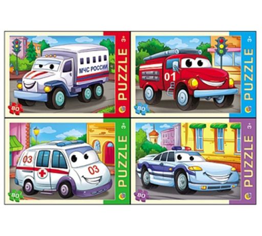 Рыжий кот. Пазлы 80 эл. арт.1490 "Тачки помощники"