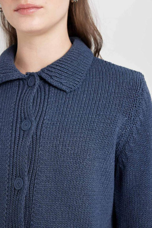 Кардиган стандартного кроя с воротником-поло - Defacto фото 5