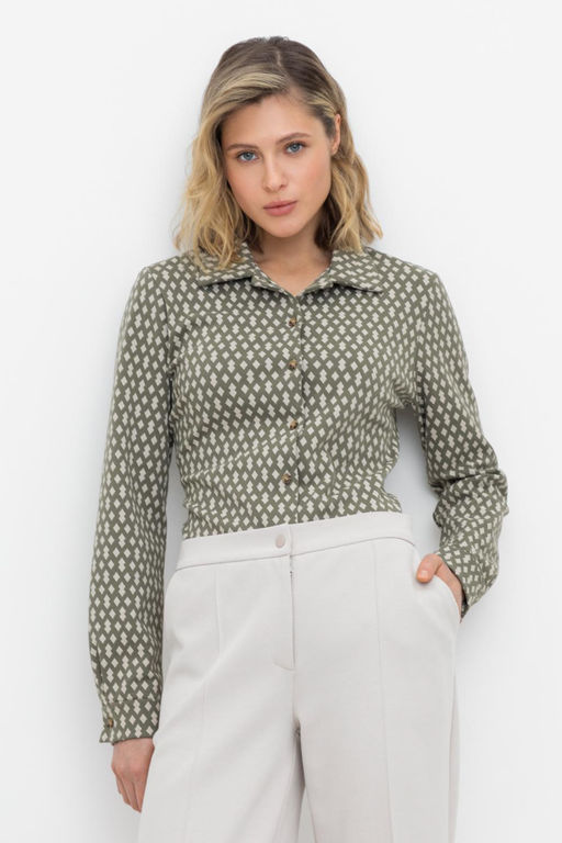 ЕВТ 3245/оливковый серый,ромбики рубашка жен