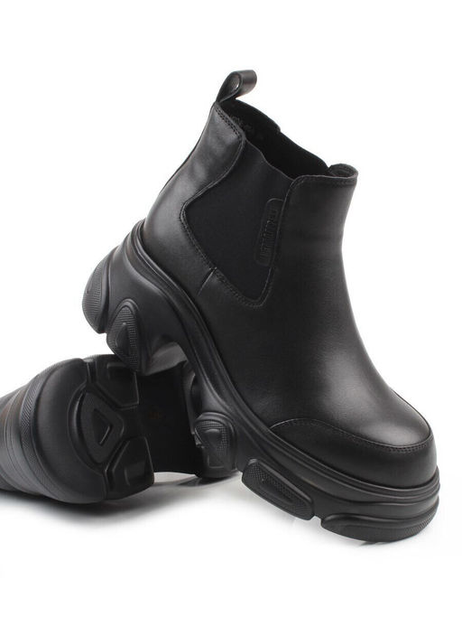 01-H23B-40A BLACK Ботинки демисезонные женские (натуральная кожа, байка)