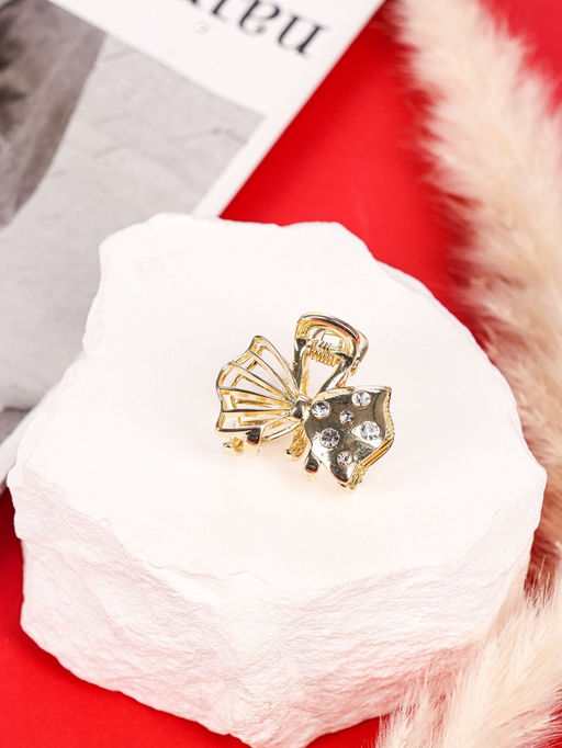 Цена за 6 шт. Крабик для волос «Оливия», бант, 2.5 см, золото