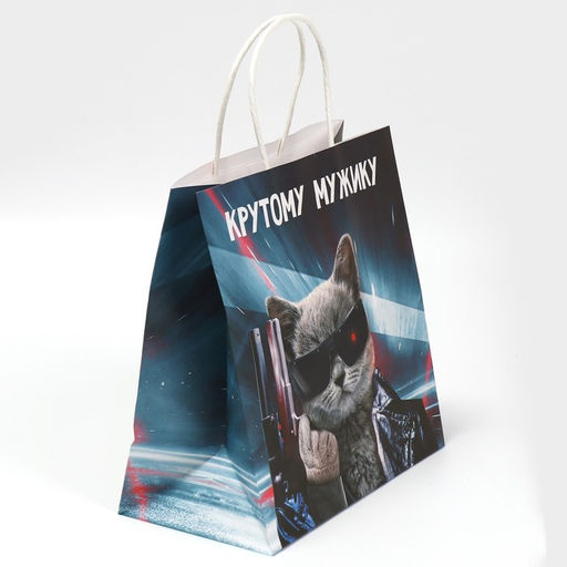 Пакет подарочный Мужику, 22 х 22 х 11 см - Дарите счастье фото 2