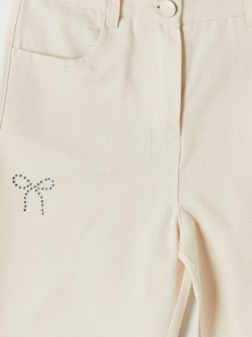 K?z ?ocuk Ta? ??lemeli Gabardin Pantolon