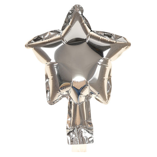 Цена за 5 шт. Воздушный шар фольгированный 5" «Звезда», серебряный, для палочки