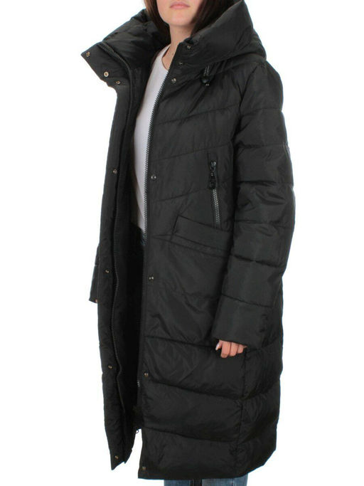 2077 BLACK Пальто зимнее женское (200 гр .холлофайбер) - Фабричный китай фото 9