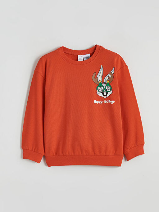 Bugs Bunny Bask?l? Erkek ?ocuk Kal?n Sweatshirt