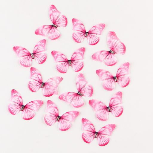 Декор для творчества «Бабочка», двухслойный, набор 12 шт., размер 1 шт. — 5×4 см, цвет розовый