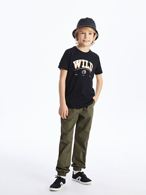 Bisiklet Yaka Bask?l? K?sa Kollu Erkek ?ocuk Ti??rt - Waikiki фото 2