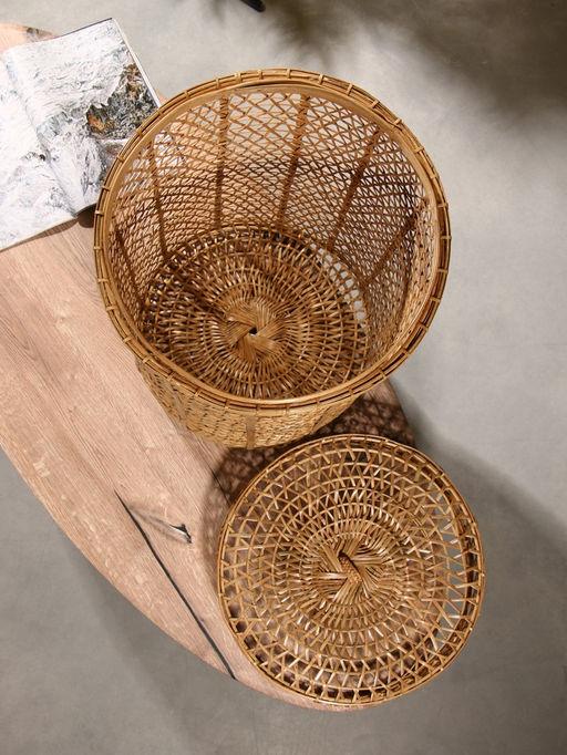 Корзина плетёная «Баскет», 40×40×60 см, бамбук, светлая