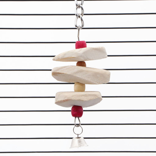 Игрушка для птиц с панцирем каракатицы и бусами, 14 х 6 см - Пижон фото 5