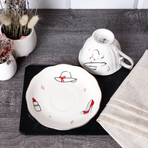 Чайная пара 2 предмета 250 мл Ах, какая женщина / RS/12-FY21602 Grey /уп 48/ в подарочной упаковке - Галеонтрейд фото 4