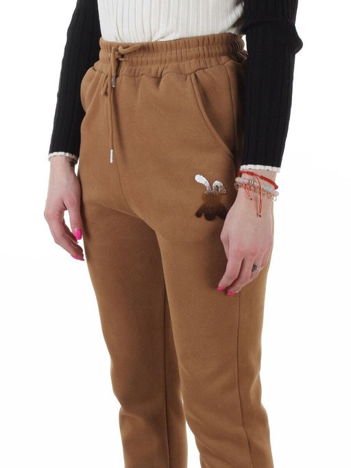 MD54 BROWN Брюки спортивные утепленные женские (85% хлопок, 10% полиэстер, 5% спандекс)
