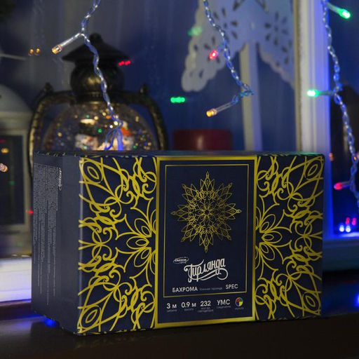 Гирлянда «Бахрома» 3×0.9 м, IP44, УМС, прозрачная нить, 232 LED, свечение мульти, 220 В