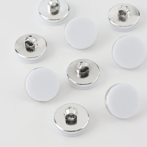 Цена за 2 шт. Пуговицы на ножке, пластиковые, d=15 мм, набор 10 шт., матовые, цвет белый, серебряный