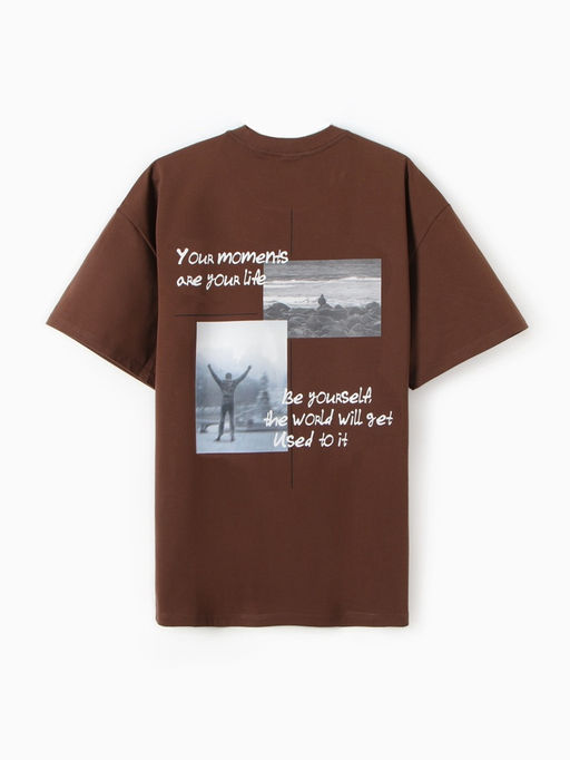 Футболка мужская MINAKU: Moments, коричневая, р-р 52-54