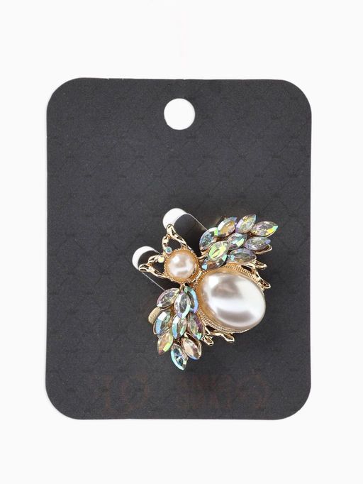 Брошь «Жук» роскошный, жемчуг, кристаллы, цвет белый радужный в золоте