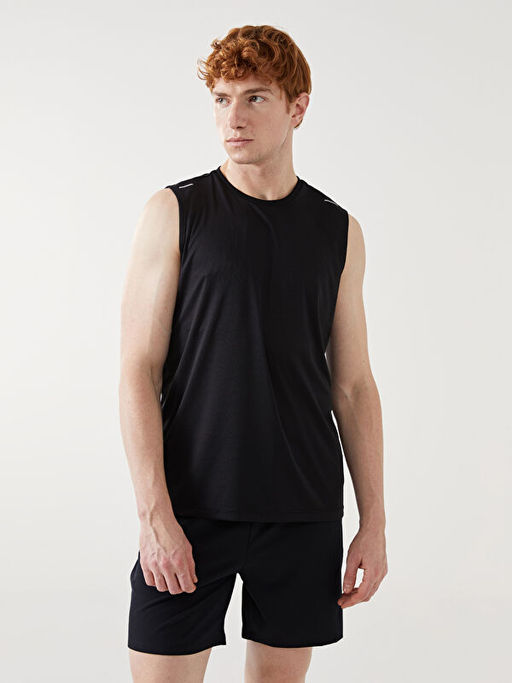 DRY-TECH Bisiklet Yaka Bask?l? Erkek Kolsuz Ti??rt - Waikiki фото 4