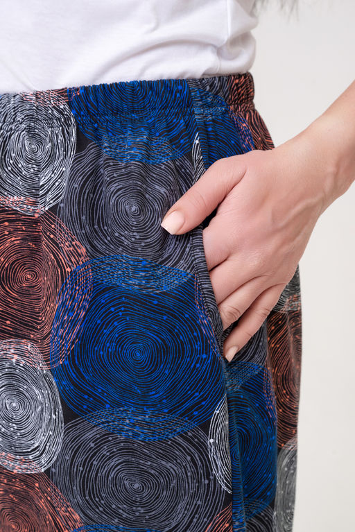 Шорты женские из кулирки Цветник спилы синие - Амадэль фото 5