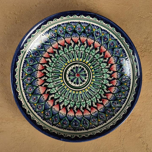 Ляган узбекский Риштанская Керамика «Узор», d=25 см, синий