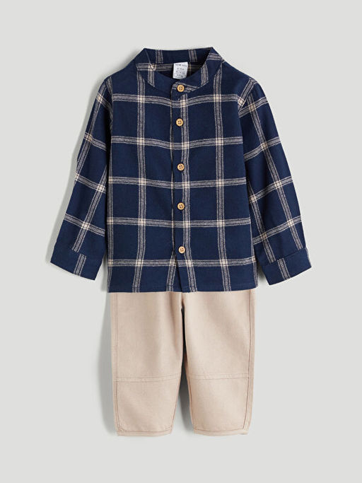 Ekose Erkek Bebek G?mlek ve Pantolon 2li