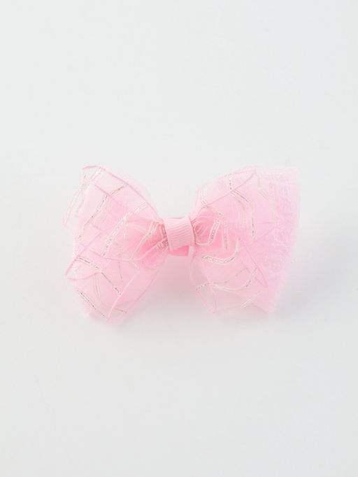 Цена за 6 шт. Бант для волос на резинке «Бантик», хрусталь полосы, 11 см, розовый