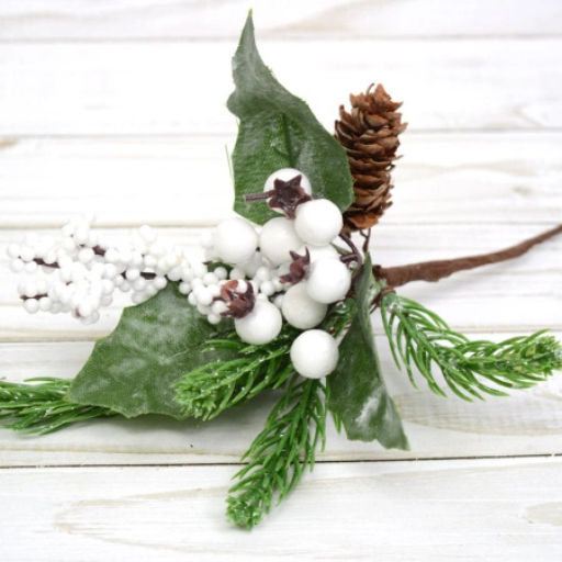 Ветка искусственная 21 см с шишками / N127-297/1 /уп 10/900/ - Галеонтрейд фото 3