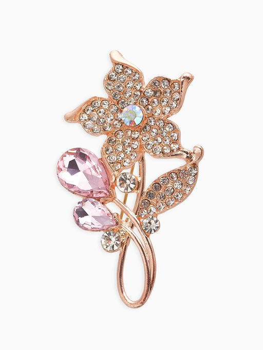 Брошь Цветок нежности, цвет розово-белый в золоте