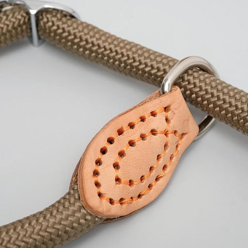 Поводок-удавка 150 х 1 см, полиэстер и натуральная кожа, бежевый - Пижон фото 5