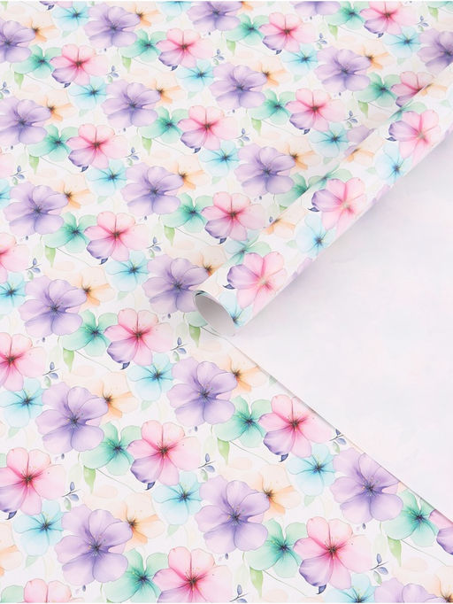 Цена за 10 шт. Бумага упаковочная глянцевая «Цветы», 70 × 100 см