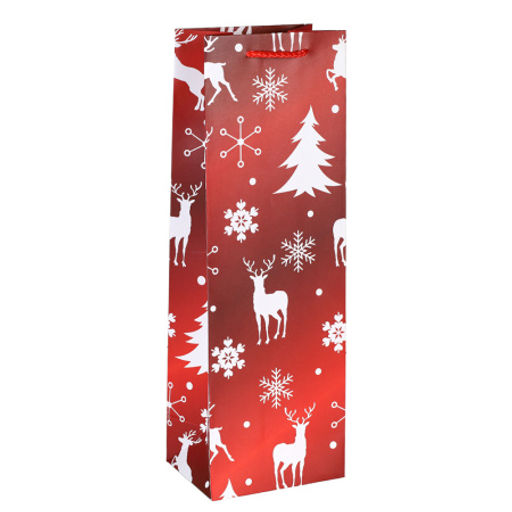 Цена за 12 шт. Пакет подарочный 12х36х9см под бутылку / 9068 /уп 12/600/Новый год - Галеонтрейд фото 10