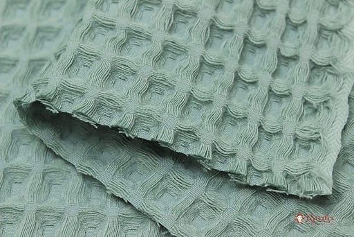 Вафельное премиум-полотно Бохо цв.полынь, ш.1.44м, хлопок-100%, 240гр/м.кв - Купава фото 3