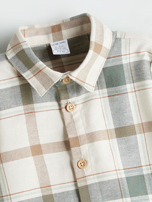 Uzun Kollu Ekose Desenli Erkek Bebek G?mlek