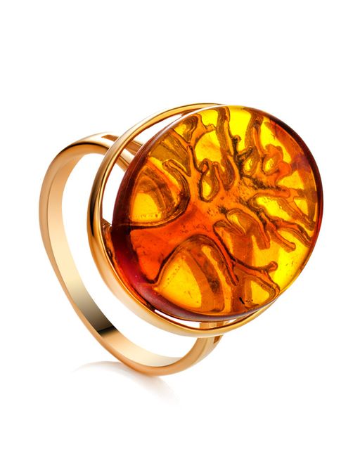 Кольцо Бельтайн овальной формы из коньячного янтаря
