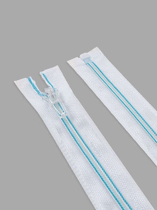 Цена за 10 шт. Молния «Спираль», №5, разъёмная, замок автомат, 70 см, белая, голубая