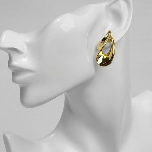 Серьги металл Изгиб волна, цвет золото - Qf фото 3