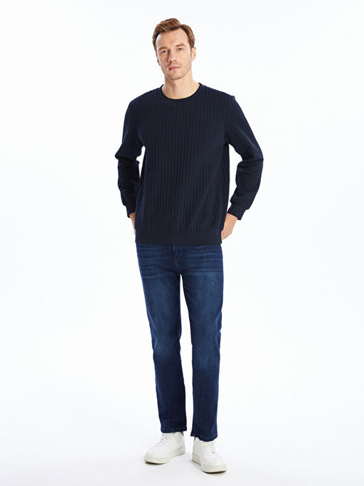 Bisiklet Yaka Uzun Kollu Erkek Sweatshirt
