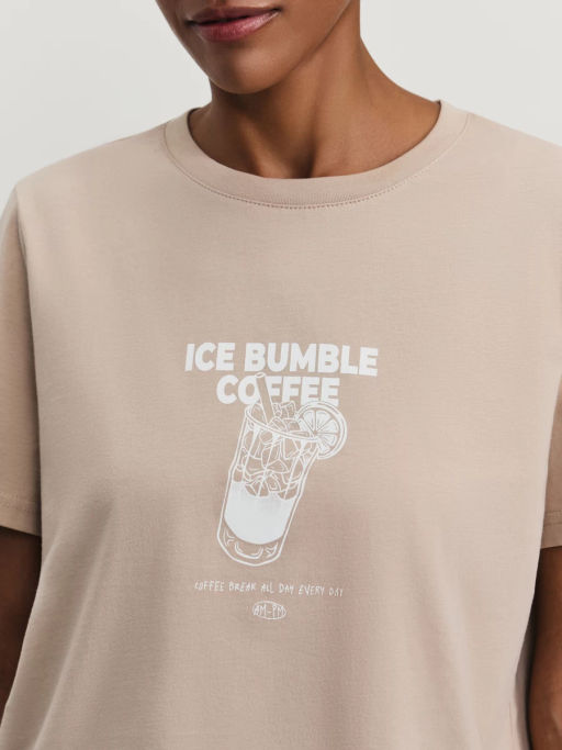 Футболка с принтом из хлопка / Zarina  фото 6