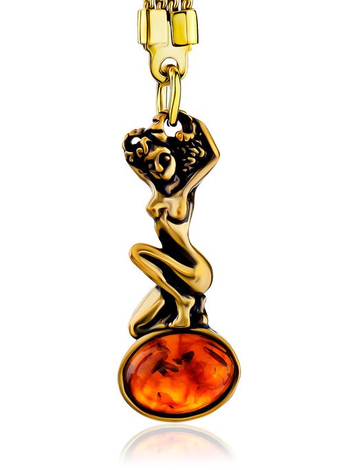 Овен. Брелок с вставкой из натурального коньячного янтаря