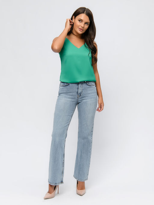 Топ зеленого цвета с V-образным вырезом - 1001dress фото 2