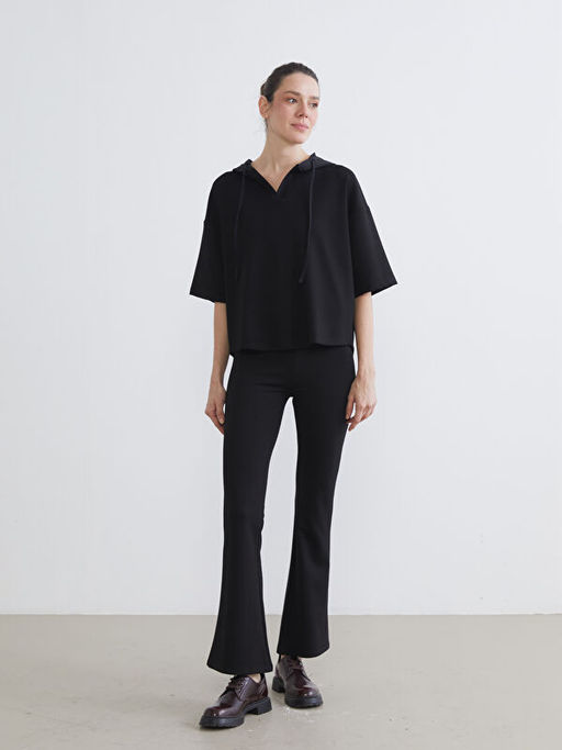 D?z K?sa Kollu Kad?n Hoodie