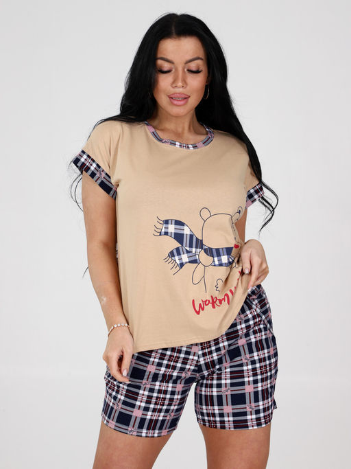 3101-ДК ДОМАШНИЙ КОСТЮМ (шорты) (Розовая/синяя клетка) - А-дина фото 2