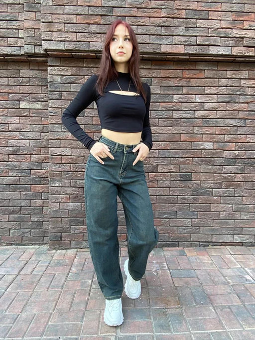 Джинсы мом с высокой посадкой широкие, Артикул: 131526 - Liketon фото 2